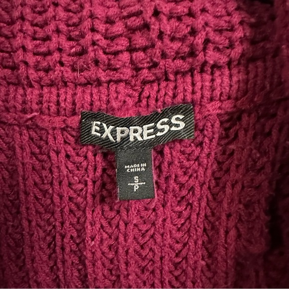Express | Maroon Oversized Cable Knit Cowl Neck Sweater (size S) - Picture 3 of 3